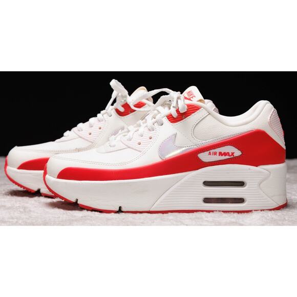 Nike Air Max 90 LV8 Sail Siren Red Pink Platform Sneakers Womens 9.5 HF5073-133 - Picture 16 of 16